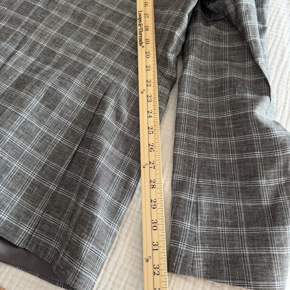 Hugo Boss Sport Coat Mens 44R Gray Plaid Cotton Linen James 4 Blazer 2 Button